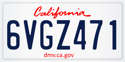 CA license plate 6VGZ471