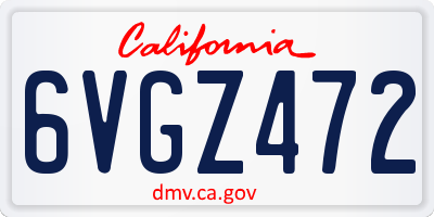 CA license plate 6VGZ472