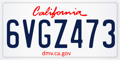 CA license plate 6VGZ473