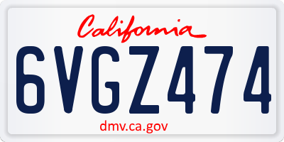 CA license plate 6VGZ474