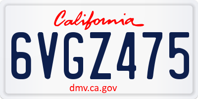 CA license plate 6VGZ475