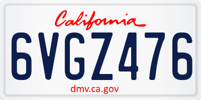 CA license plate 6VGZ476
