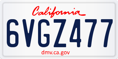 CA license plate 6VGZ477