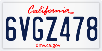 CA license plate 6VGZ478