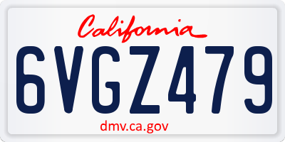 CA license plate 6VGZ479