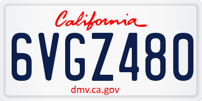 CA license plate 6VGZ480