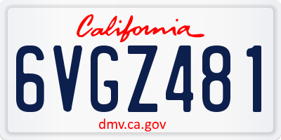 CA license plate 6VGZ481
