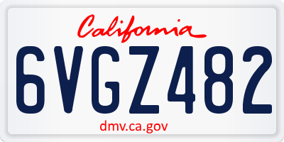 CA license plate 6VGZ482