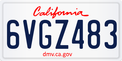 CA license plate 6VGZ483