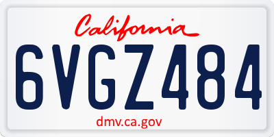 CA license plate 6VGZ484