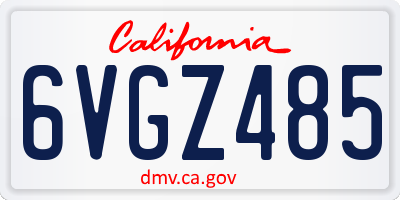CA license plate 6VGZ485