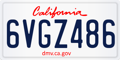 CA license plate 6VGZ486