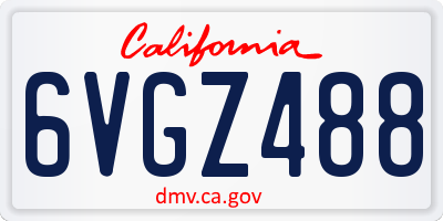 CA license plate 6VGZ488