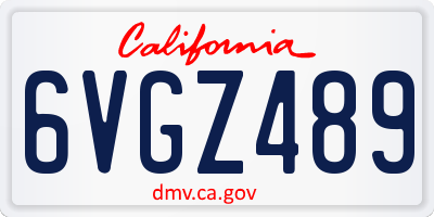 CA license plate 6VGZ489