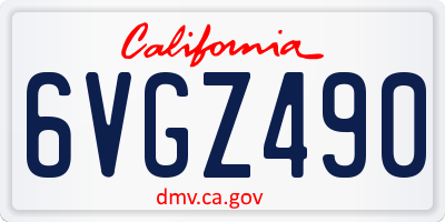 CA license plate 6VGZ490