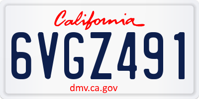 CA license plate 6VGZ491