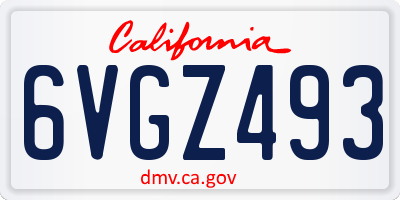 CA license plate 6VGZ493