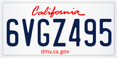 CA license plate 6VGZ495