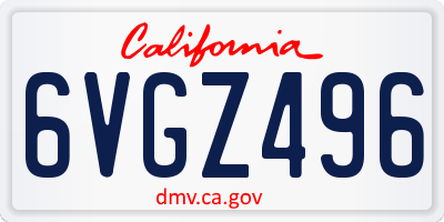 CA license plate 6VGZ496