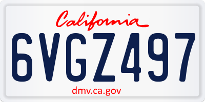 CA license plate 6VGZ497