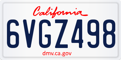 CA license plate 6VGZ498