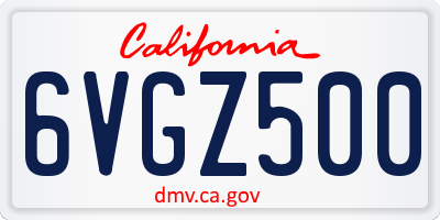 CA license plate 6VGZ500