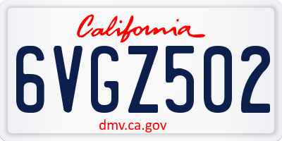 CA license plate 6VGZ502
