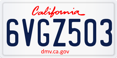 CA license plate 6VGZ503