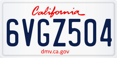 CA license plate 6VGZ504