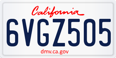 CA license plate 6VGZ505