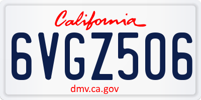 CA license plate 6VGZ506