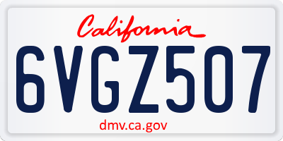CA license plate 6VGZ507