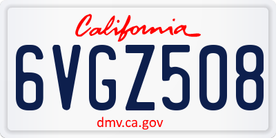 CA license plate 6VGZ508