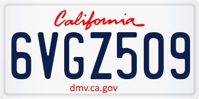CA license plate 6VGZ509
