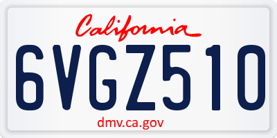 CA license plate 6VGZ510