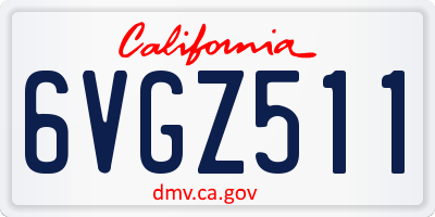 CA license plate 6VGZ511