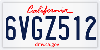 CA license plate 6VGZ512