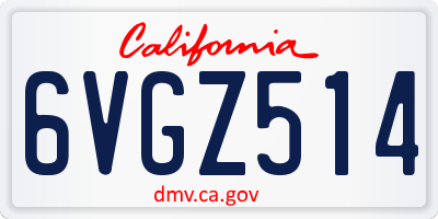 CA license plate 6VGZ514