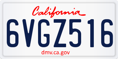 CA license plate 6VGZ516