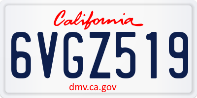 CA license plate 6VGZ519