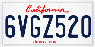 CA license plate 6VGZ520