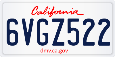 CA license plate 6VGZ522