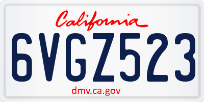 CA license plate 6VGZ523