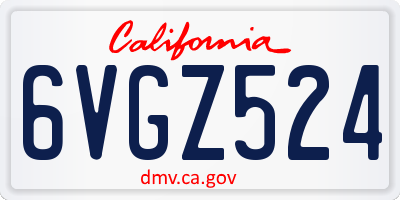CA license plate 6VGZ524