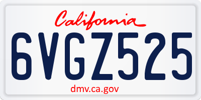 CA license plate 6VGZ525