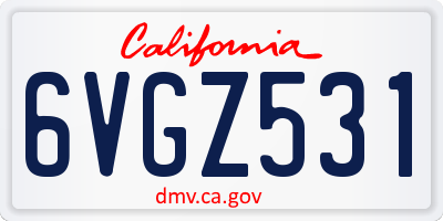 CA license plate 6VGZ531