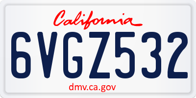 CA license plate 6VGZ532