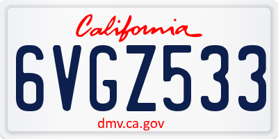 CA license plate 6VGZ533