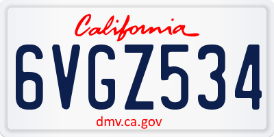 CA license plate 6VGZ534