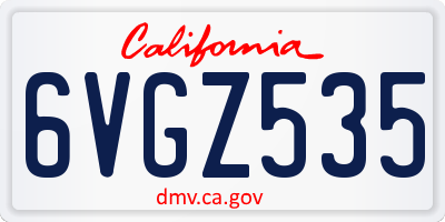 CA license plate 6VGZ535